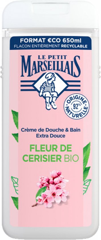 3574661700755 - Le Petit Marseillais Extra Soft Cherry Blossom Organic Bath & Shower Cream 650 ml