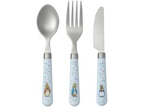 3585190219373 - Lernbesteckset PETER RABBIT 3-teilig in hellblau bunt