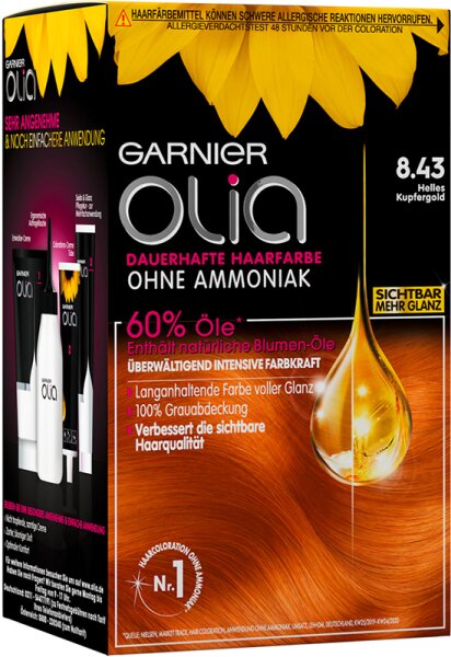 3600542356961 - Olia Nr 843 Helles Kupfergold dauerhafte Haarfarbe Coloration 1 Stk 3600542356961 - Olia Nr 843 Helles Kupfergold dauerhafte Haarfarbe Coloration 1 Stk