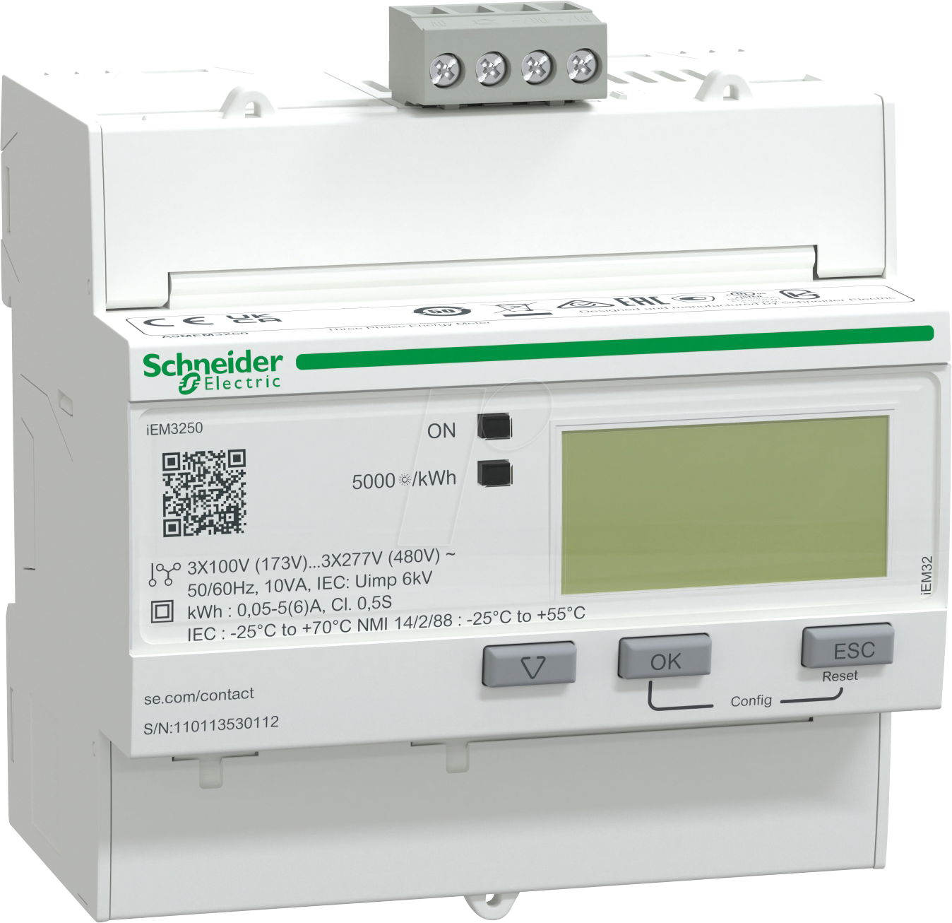 3606480481567 - A9MEM3250 - Energiezähler 3-ph 5 A mit Teilzähler Modbus  Klasse 05S