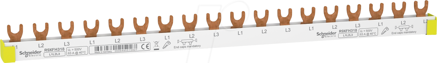 3606480515927 - R9XFH318 - Resi9 Phasenschiene Gabel 3P 18 TE 63A ablängbar