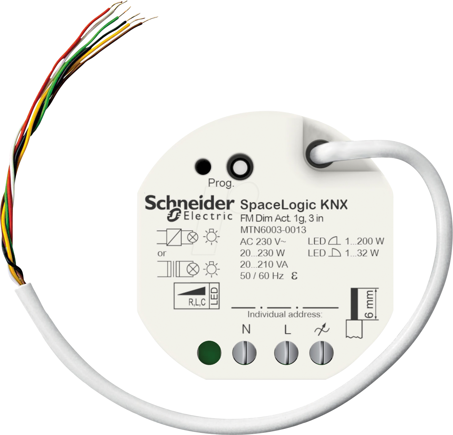 3606482046795 - SE MTN6003-0013 - SpaceLogic KNX Universal Dimmaktor UP mit 3 Binäreingängen