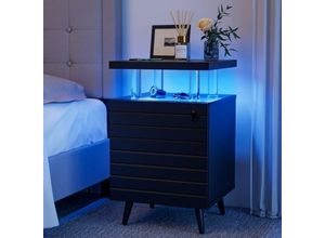3611280151442 - Okwish - LED-Nachttisch LED-Nachttisch Beistelltische Wohnzimmer mit 4 Acrylsäulen Nachttisch mit Schubladen für Schlafzimmer (schwarz) 3611280151442 - Okwish - LED-Nachttisch LED-Nachttisch Beistelltische Wohnzimmer mit 4 Acrylsäulen Nachttisch mit Schubladen für Schlafzimmer (schwarz)