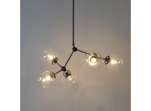 3611839018479 - Kosilum - Pedant Licht in schwarz-Kabel und 5 Gläser - Odulia