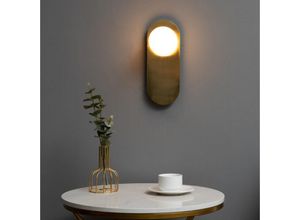 3611839020496 - Kosilum - Minimalistische Wandleuchte aus satiniertem Gold und Weißglas - Mattina