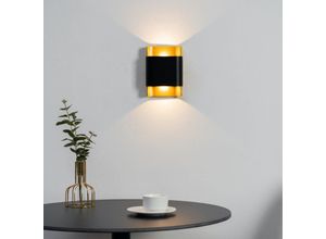 3611839021011 - Kosilum - Kleine quadratische Wandleuchte mit doppeltem LED-Licht in Schwarz und Gold IP54 - Laila