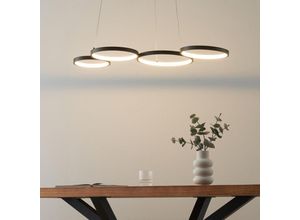 3611839023244 - Kosilum - LED-Hängelampe mit 4 schwarzen Metallringen -Newton