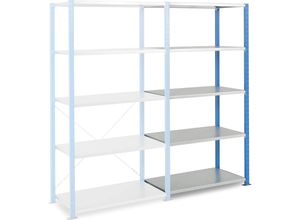 3612970950222 - Schnellbau-Schwerlast-Steckregal Fachboden-BxT 1000 x 600 mm Fachlast 310 kg Anbauregal Höhe 2000 mm 5 Fachböden Manorga