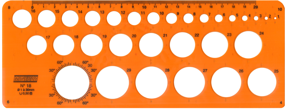 3613000011807 - Kreisschablone 18 Kreise von 1-30 mm