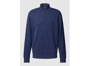 3616531398638 - - Sweatshirt in Marineblau mit kurzem Reißverschluss und Polospieler-Logo