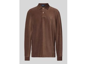 3616534357465 - - Langärmliges Poloshirt aus Strickcord in Braun mit Markenlogo und klassischem Oversize-Schnitt-Brown