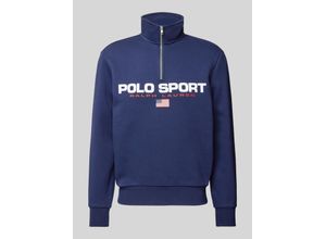 3616534489081 - - Sport Capsule - Sweatshirt in Marineblau mit Retro-Flaggenlogo und halblangem Reißverschluss