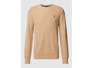 3616535500358 - Polo Textured Cotton Crew Neck Sweater Camel Melange