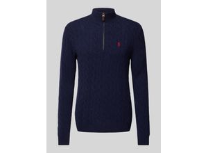 3616538807065 - Polo Wool Cashmere Cable Half Zip Hunter Navy