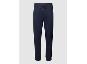 3616539027578 - - Jogginghose aus Doppelstrick in Aviator-Marineblau mit Bündchen und Markenlogo