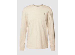 3616539441831 - - Langärmliges Shirt in Beige meliert mit kundenspezifischer Passform und Logo-Neutral