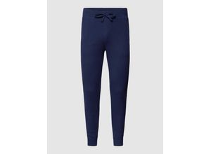 3616850239292 - - Loungewear - Jogginghose in Marineblau mit Waffelstruktur und Polospieler-Logo