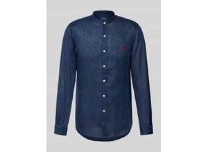 3616853297343 - Slim Fit Leinenhemd mit Stehkragen