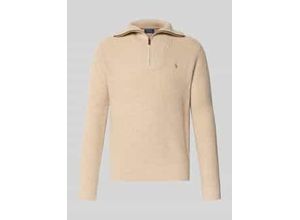 3616853977580 - Strickpullover mit Troyer-Kragen und Label-Stitching