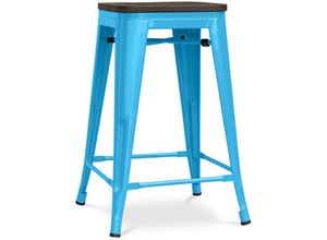 3628802537172 - Privatefloor - Stylix Hocker Holz - Metall - 60cm Turquoise - Eisen Holz Metall Holz - Turquoise