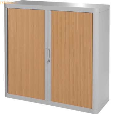 3660141930146 - Paperflow Rollladenschrank easyOffice® 2 Fachböden Höhe 1040 mm grau   Buche