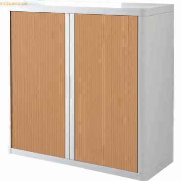 3660141930184 - Paperflow Rollladenschrank easyOffice® 2 Fachböden Höhe 1040 mm weiß   Buche