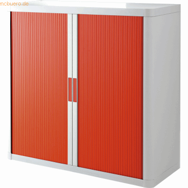 3660141930191 - Paperflow Rollladenschrank easyOffice® 2 Fachböden Höhe 1040 mm weiß   rot