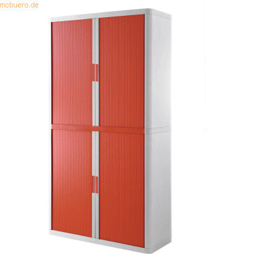 3660141930436 - Paperflow Rollladenschrank easyOffice® 4 Fachböden Höhe 2040 mm weiß   rot