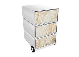 3660141952377 - Rollcontainer easyBox 3 horizontale Schubladen 642x390x436mm PERSO GOLDBLÄTTER