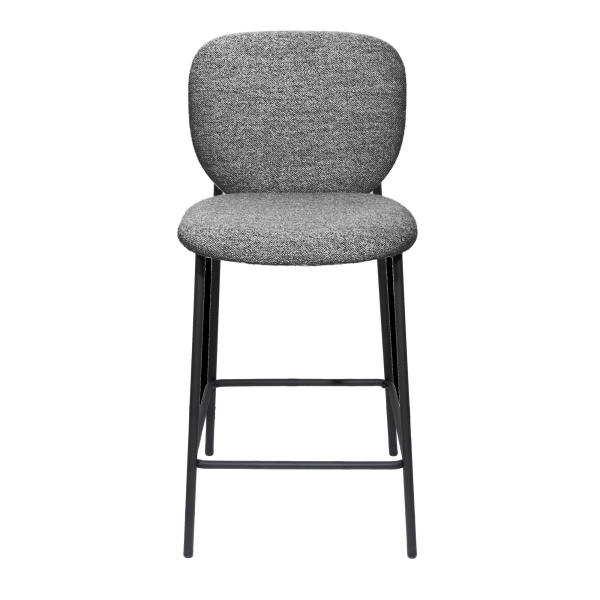 3660141963304 - meet by Paperflow Barhocker TWIST Rückenlehne gepolstert B 480 x T 550 x H 760 mm Stoff und Stahl grau schwarz 2 Stück