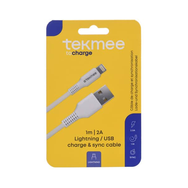 3661075296711 - Ladekabel USB-ALightning Nylon weiß 3661075296711 Tekmee