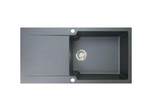 3661109013246 - Essebagno - Lisse reversible Spüle 1 großes Becken 1 Abtropfbecken aus schwarzem Kunstharz - Noir