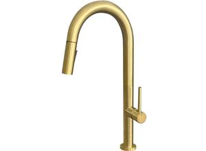 3661109024969 - Essebagno - Portofino Spültischmischer mit Handbrause in gebürstetem Gold - Or