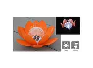 3661474359864 - Aic International - Solarbeleuchtung Dekoration 27 x 24 x 12 cm Seerosenform orange Farbe - Lotus -