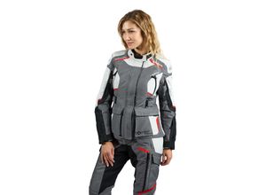 3661615676126 - Motorradjacke Midgard Lady Grau-Schwarz-Rot