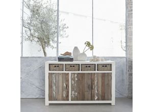 3662251003079 - 3-türiges Sideboard mit 4 Schubladen aus recyceltem Kiefernholz