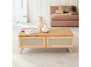 3662251011470 - Couchtisch aus massivem Mindi und Rohrgeflecht 4 Schubladen 110 cm 3662251011470 - Couchtisch aus massivem Mindi und Rohrgeflecht 4 Schubladen 110 cm
