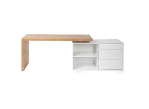 3662275059014 - Design-Schreibtisch modulierbar Weiß glänzend und Eschenholz NEW MAX - Weiß