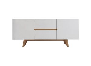 3662275061925 - - Sideboard Skandinavienstil Weiß glänzend und Esche 160 cm melka - Weiß