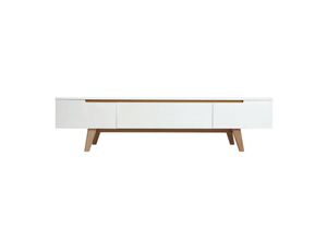 3662275061949 - TV-Möbel Skandinavienstil Weiß glänzend und Esche 180 cm melka - Weiß