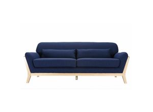 3662275069938 - - Sofa skandinavisch 3 Plätze Dunkelblau Holzbeine yoko - Marineblau