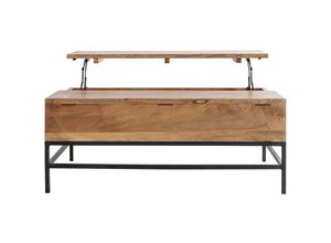 3662275071924 - Couchtisch aufklappbar Industrie-Stil Mangoholz und Metall L110 cm ypster - Holz hell   Schwarz