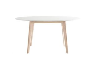 3662275073027 - - Tisch oval 150 cm Weiß und helles Holz leena - Weiß