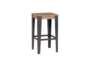 3662275074079 - Industrieller Design-Hocker Metall und 65 cm madison - Holz hell   Schwarz