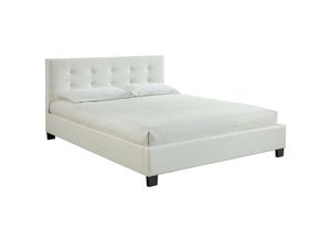 3662275074437 - - Bett 160 x 200 Stoff Weiss gepolstert marquise - Weiß