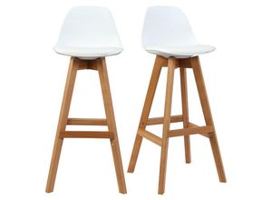 3662275075649 - - Design-Hocker Weiß und Holz 65 cm 2er-Set mini pauline - Weiß