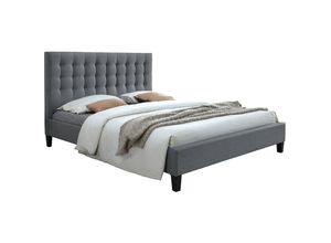 3662275080377 - Design-Bett gepolstert Stoff Hellgrau 160 x 200 cm danae - Hellgrau