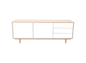 3662275080964 - Sideboard skandinavisch Holz Weiß 195 cm sid - Holz hell   Weiß