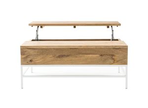 3662275093865 - Couchtisch aufklappbar Mangoholz und Metall Weiß 160cm boho - Holz hell   Weiß