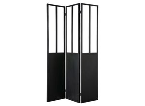 3662275102420 - Paravent aus Metall Schwarz und Glas 3 Flügel RACK